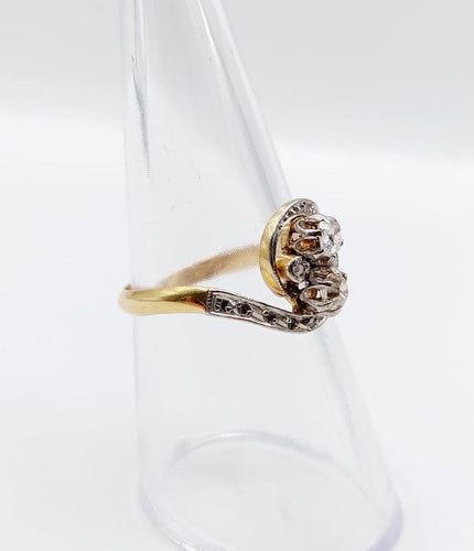 Bague 54 Bague toi et moi tourbillon antique en or 18k, platine et diamants 58 Facettes A06754