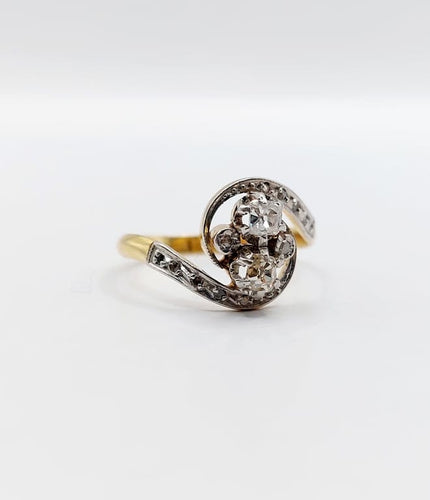 Bague 54 Bague toi et moi tourbillon antique en or 18k, platine et diamants 58 Facettes A06754