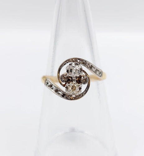 Bague 54 Bague toi et moi tourbillon antique en or 18k, platine et diamants 58 Facettes A06754