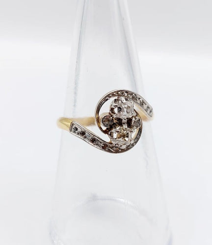 Bague 54 Bague toi et moi tourbillon antique en or 18k, platine et diamants 58 Facettes A06754