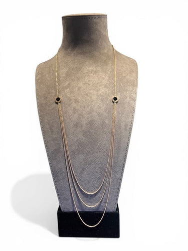 Collier Bvlgari Bvlgari - Collier sautoir en or rose 18 carats, nacre et onyx 58 Facettes 8058 A