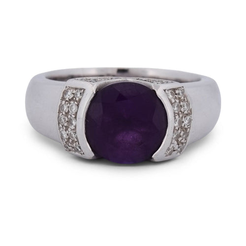 Bague 62 Bague vintage en or blanc 18k avec améthyste et diamants 58 Facettes AN132 112-193 (05419)
