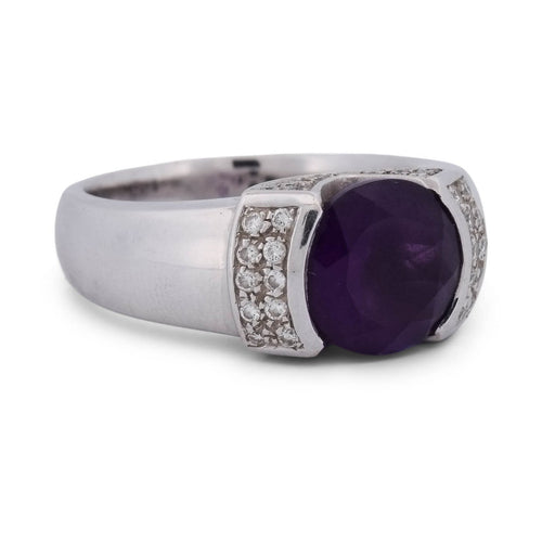 Bague 62 Bague vintage en or blanc 18k avec améthyste et diamants 58 Facettes AN132 112-193 (05419)