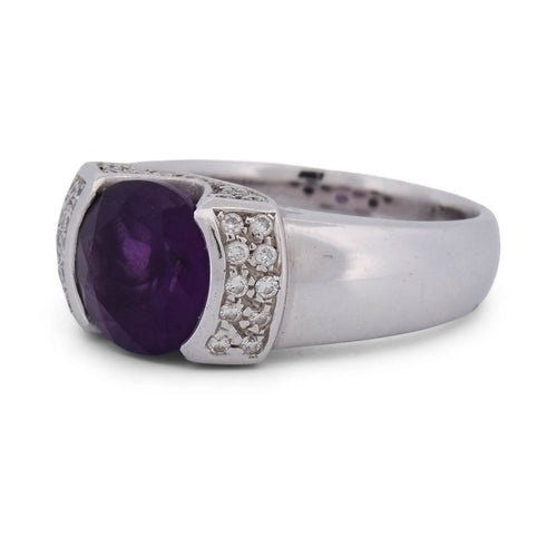 Bague 62 Bague vintage en or blanc 18k avec améthyste et diamants 58 Facettes AN132 112-193 (05419)