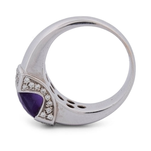 Bague 62 Bague vintage en or blanc 18k avec améthyste et diamants 58 Facettes AN132 112-193 (05419)