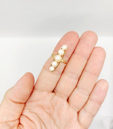 Bague 52 Bague marquise XXL vintage en or rose 18k et perles de culture 58 Facettes A06757