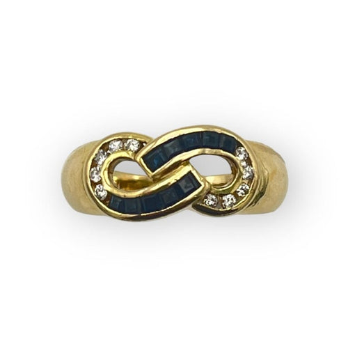 Bague 57 Bague infini en or jaune 750 sertie de saphirs et diamants 58 Facettes 149066403