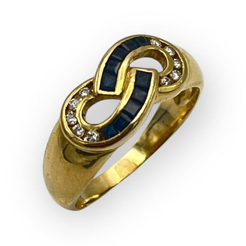 Bague 57 Bague infini en or jaune 750 sertie de saphirs et diamants 58 Facettes 149066403