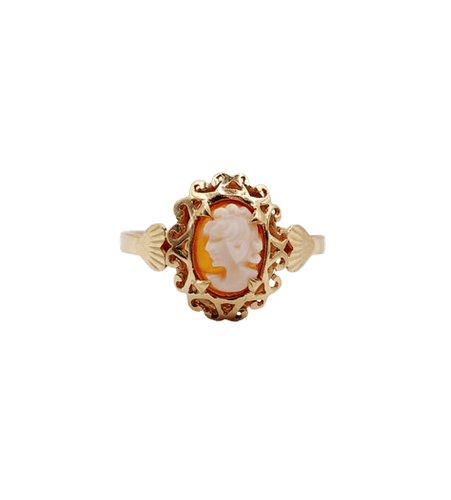Bague 55.5 Bague vintage en or rose 18k avec camée coquille 58 Facettes A06766