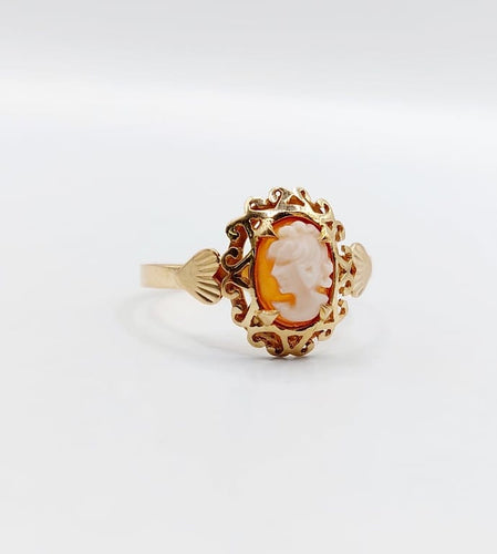 Bague 55.5 Bague vintage en or rose 18k avec camée coquille 58 Facettes A06766