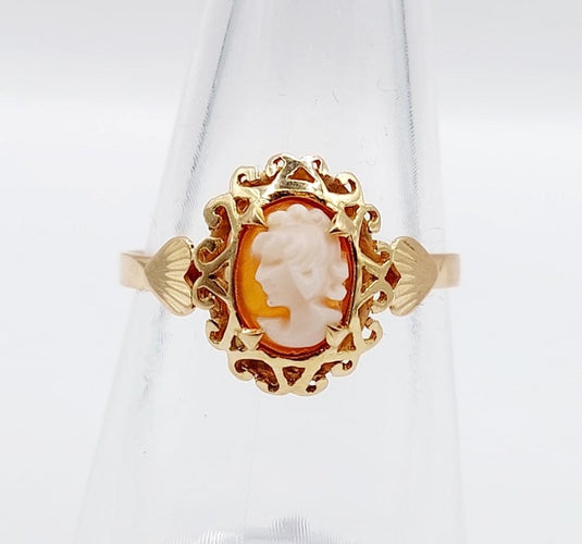 Bague 55.5 Bague vintage en or rose 18k avec camée coquille 58 Facettes A06766