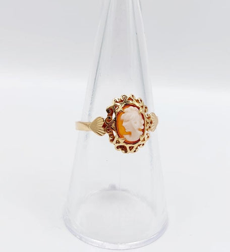Bague 55.5 Bague vintage en or rose 18k avec camée coquille 58 Facettes A06766