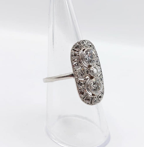 Bague 54 Bague marquise Art déco en platine et diamants (1,90 ct) 58 Facettes A06767