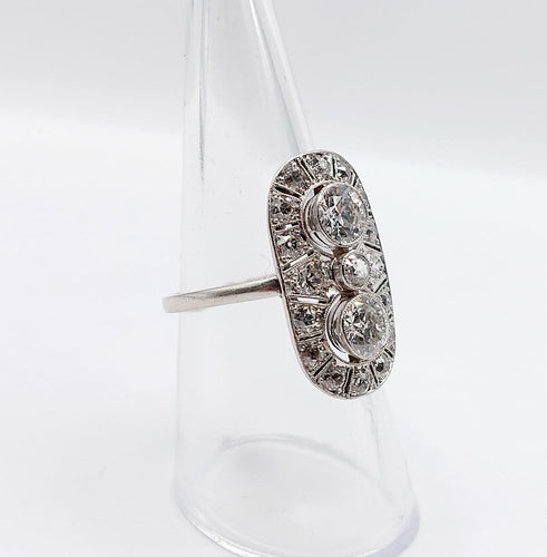 Bague 54 Bague marquise Art déco en platine et diamants (1,90 ct) 58 Facettes A06767