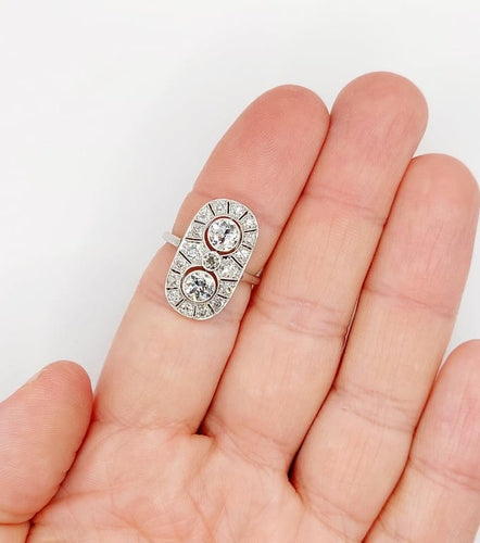 Bague 54 Bague marquise Art déco en platine et diamants (1,90 ct) 58 Facettes A06767