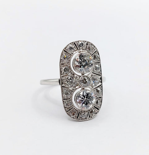 Bague 54 Bague marquise Art déco en platine et diamants (1,90 ct) 58 Facettes A06767