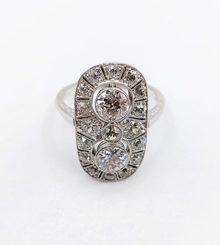 Bague 54 Bague marquise Art déco en platine et diamants (1,90 ct) 58 Facettes A06767