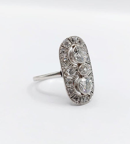 Bague 54 Bague marquise Art déco en platine et diamants (1,90 ct) 58 Facettes A06767