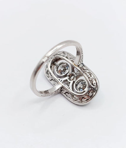 Bague 54 Bague marquise Art déco en platine et diamants (1,90 ct) 58 Facettes A06767