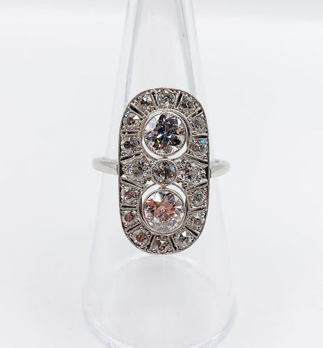 Bague 54 Bague marquise Art déco en platine et diamants (1,90 ct) 58 Facettes A06767