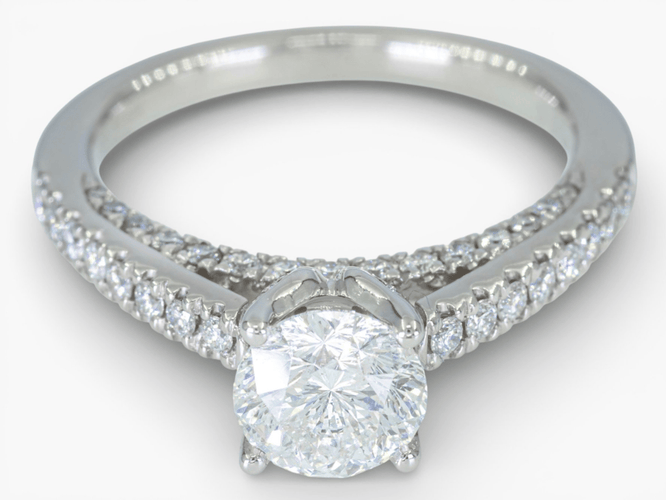 Bague 51 HRD - Bague entourage en or blanc 14 kt et diamants 1,60 ct 58 Facettes J260000040069