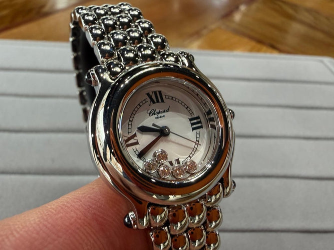 Montre Chopard Happy Sport - Montre femme 26 mm en acier et diamants 58 Facettes Chop01