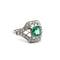 Bague 56 Art déco - Bague en or blanc 18 carats, émeraude colombienne et diamants 58 Facettes 50435