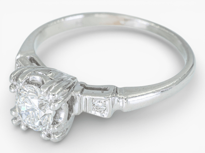 Bague 53 Bague entourage vintage en or blanc 14 ct et diamants 0,58 ct HRD 58 Facettes J250000016695