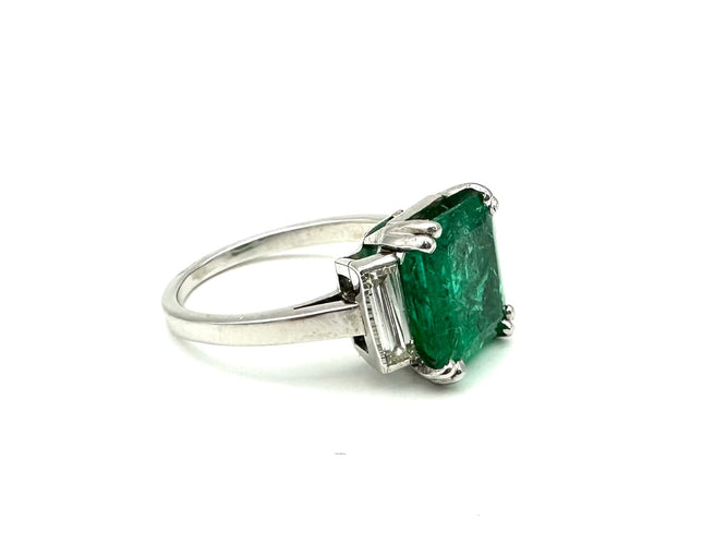 Bague 51 Bague en platine 950 avec émeraude colombienne 3,25 ct et diamants 58 Facettes BG EME