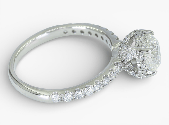 Bague 51 Bague entourage en or blanc 14 ct et diamants 1,30 ct 58 Facettes J260000040072