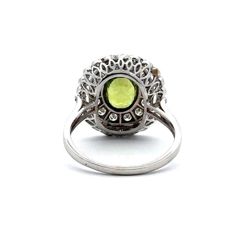 Bague 57 Bague vintage en or blanc 18k avec saphir vert olive et diamants 58 Facettes 50436