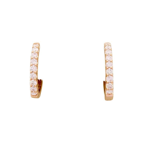 Boucles d'oreilles Paire de petites créoles en or rose, diamants. 58 Facettes 35460