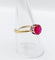 Bague 57 Bague solitaire Art déco en or 18k et platine, rubis synthétique 58 Facettes A06771