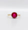 Bague 57 Bague solitaire Art déco en or 18k et platine, rubis synthétique 58 Facettes A06771