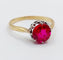Bague 57 Bague solitaire Art déco en or 18k et platine, rubis synthétique 58 Facettes A06771