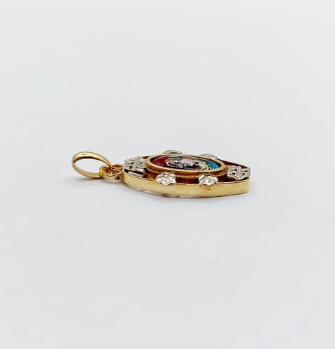 Pendentif Limoges - Pendentif Art nouveau en or 18k à plaque émaillée 58 Facettes A06773