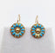 Boucles d'oreilles Dormeuses fleur antiques en or 18k et émail bleu turquoise 58 Facettes A06781