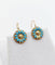 Boucles d'oreilles Dormeuses fleur antiques en or 18k et émail bleu turquoise 58 Facettes A06781