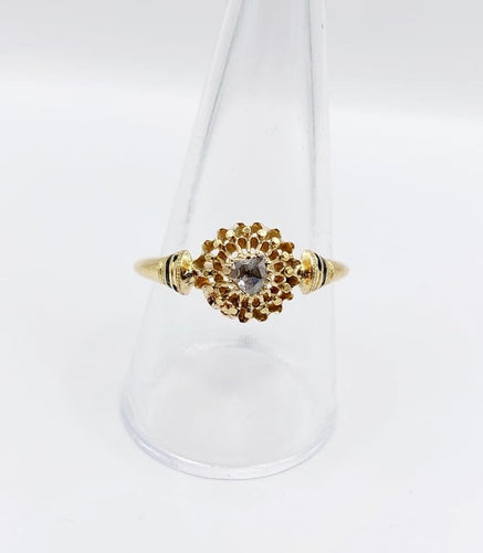 Bague 62.5 Bague fleur victorienne en or jaune 18k et diamant taille rose 58 Facettes A06787