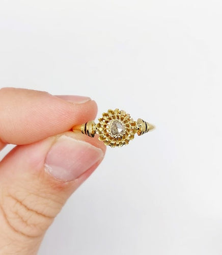 Bague 62.5 Bague fleur victorienne en or jaune 18k et diamant taille rose 58 Facettes A06787