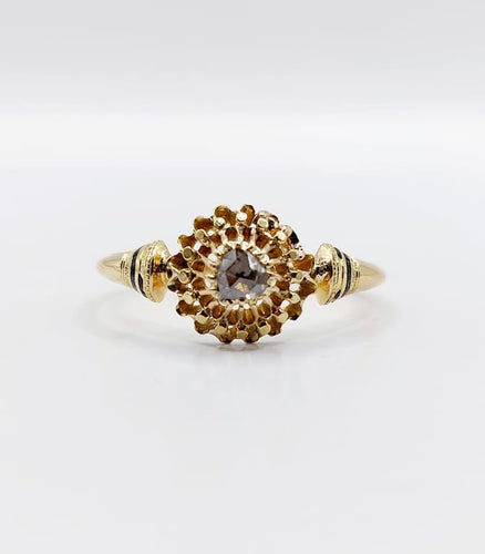 Bague 62.5 Bague fleur victorienne en or jaune 18k et diamant taille rose 58 Facettes A06787