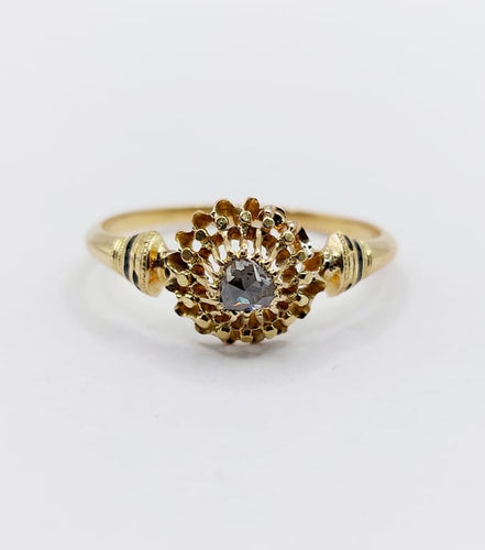 Bague 62.5 Bague fleur victorienne en or jaune 18k et diamant taille rose 58 Facettes A06787