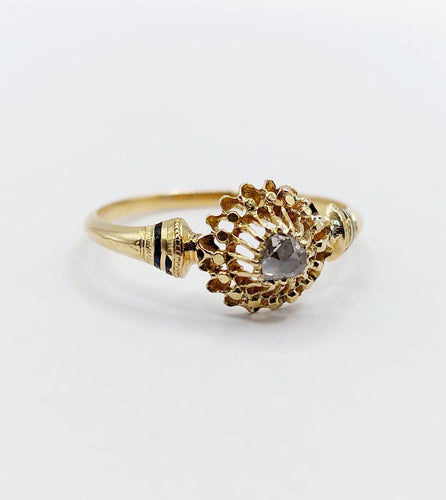 Bague 62.5 Bague fleur victorienne en or 18k et diamant taille rose 58 Facettes A06787