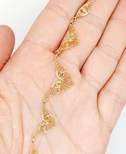 Collier Collier draperie Art nouveau en or rose 18k à motifs filigranés 58 Facettes A06789