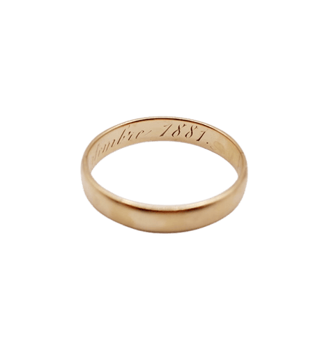 Bague 52.5 Alliance ancienne - Bague en or rose 18k gravée (circa 1881) 58 Facettes A06790