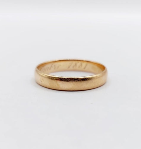 Bague 52.5 Alliance ancienne - Bague en or rose 18k gravée (circa 1881) 58 Facettes A06790
