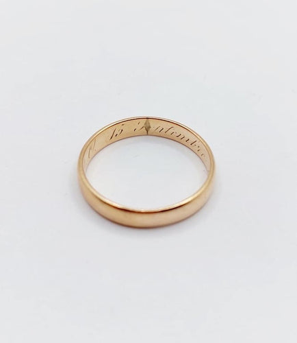 Bague 52.5 Alliance ancienne - Bague en or rose 18k gravée (circa 1881) 58 Facettes A06790