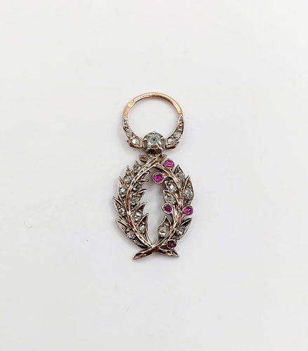 Pendentif Palmes académiques - Pendentif médaille en or 18k, argent, diamants et rubis 58 Facettes A06794