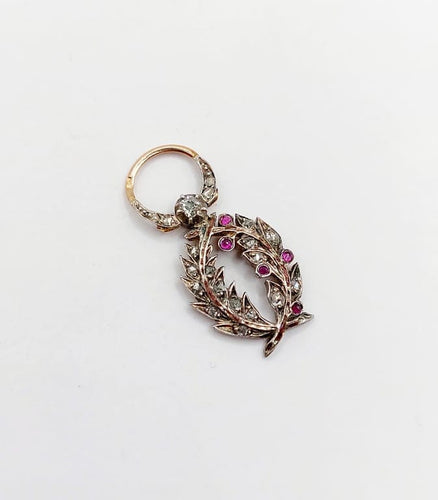 Pendentif Palmes académiques - Pendentif médaille en or 18k, argent, diamants et rubis 58 Facettes A06794