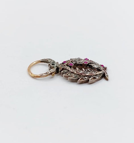 Pendentif Palmes académiques - Pendentif médaille en or 18k, argent, diamants et rubis 58 Facettes A06794